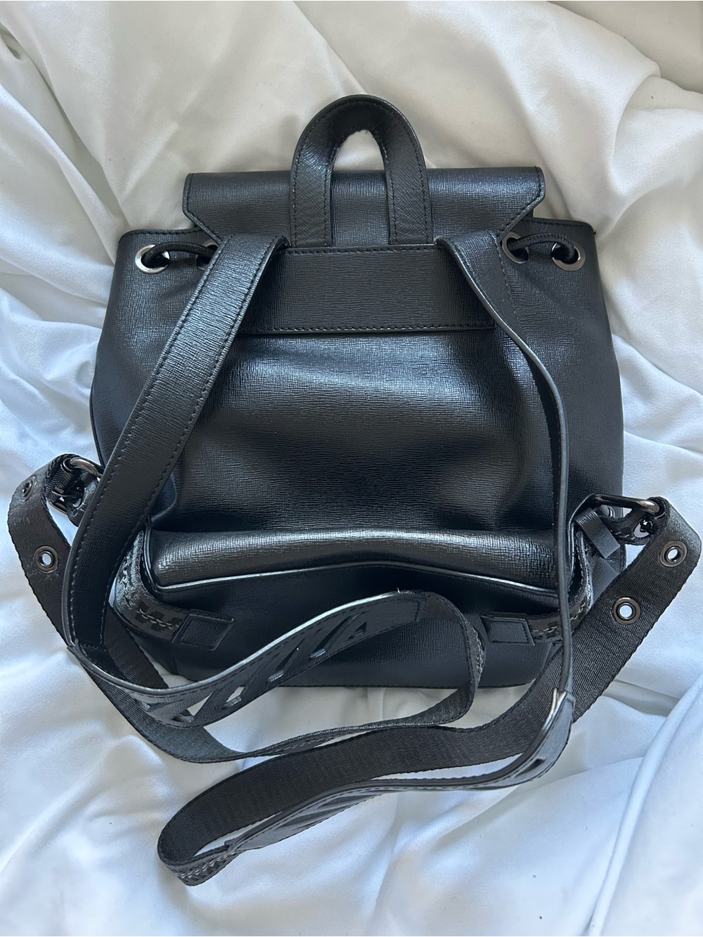 Off-White Black and White Diagonal Stripe Leather Backpack - Picture 3 of 4